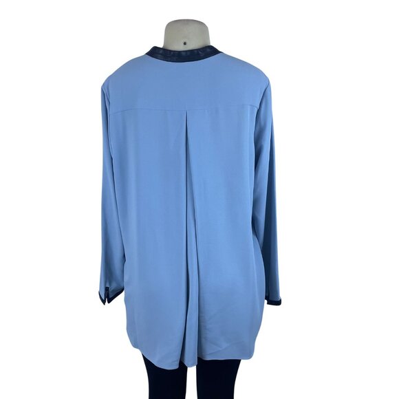 Alfani Womens Blue Polyester Button-Down Long-Sleeve Blouse Size 16 - Picture 3 of 7